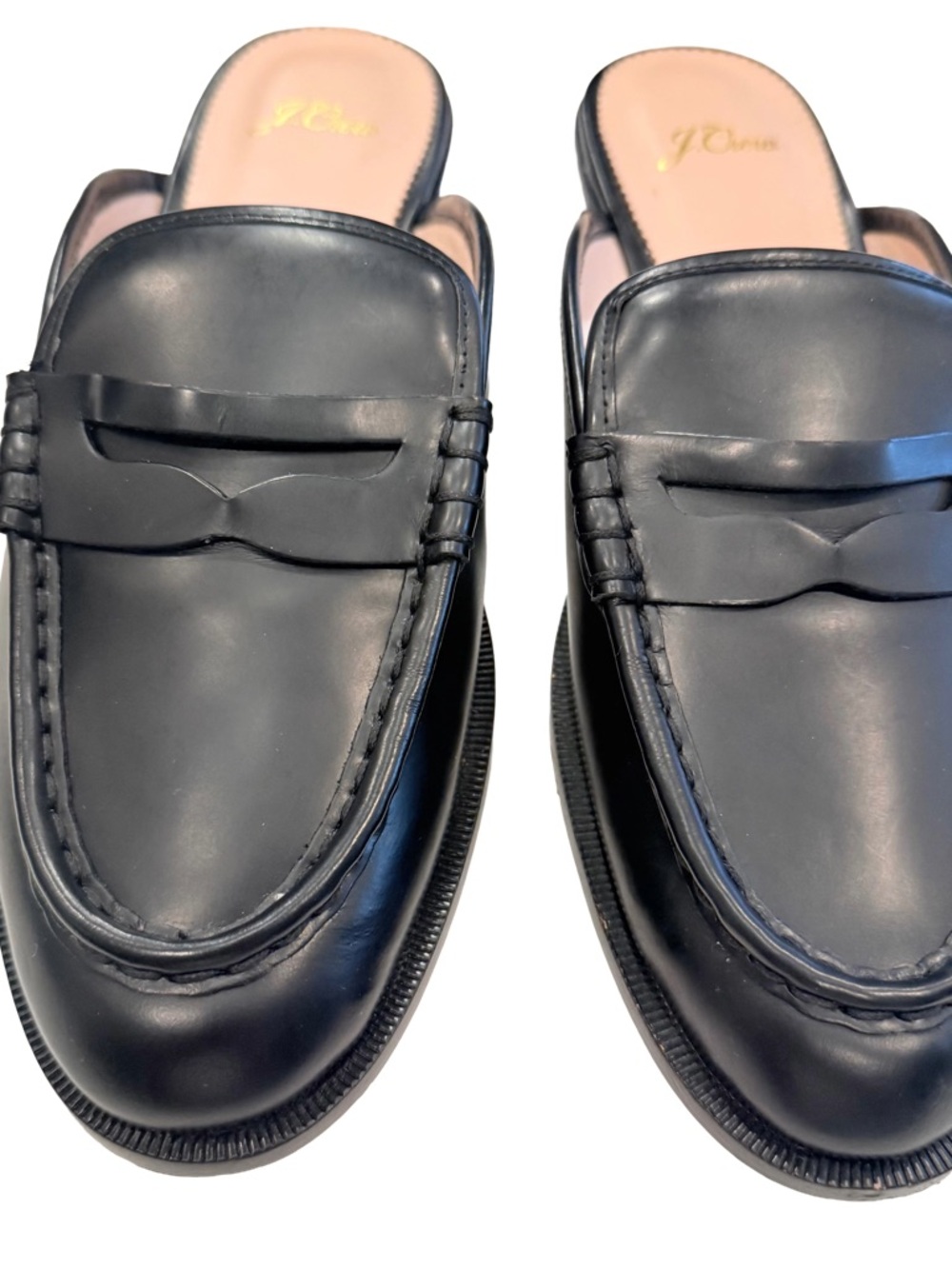 J. Crew Black Leather Backless Loafers - Picture 2 of 13